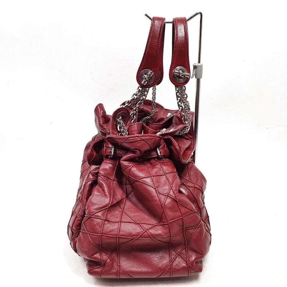 Dior Burgundy Cannage Quilted Leather Tote with Chain Handles burgandy - Picture 2 of 9